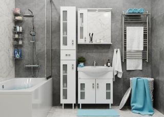 Шкаф-зеркало с подсветкой Onika Кристалл 206705 левый 67см белый